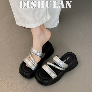 DISHULAN  dép sandal nữ dép đế cao dép bánh mì Chống Trượt Đẹp đẽ Mềm mại Đàn hồi Phóng khoáng Thể thao và thời trang Chống trơn trượt FDL24521HR 23Z240607