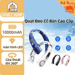 Quạt tích điện 10000mAh quạt mini cầm tay，Quạt Đeo Cổ  Bản Cao Cấp Tay USB có thể sạc lại 360 ° Cổ Quạt làm mát bao quanh Màn hình hiển thị kỹ thuật số Quạt lười
