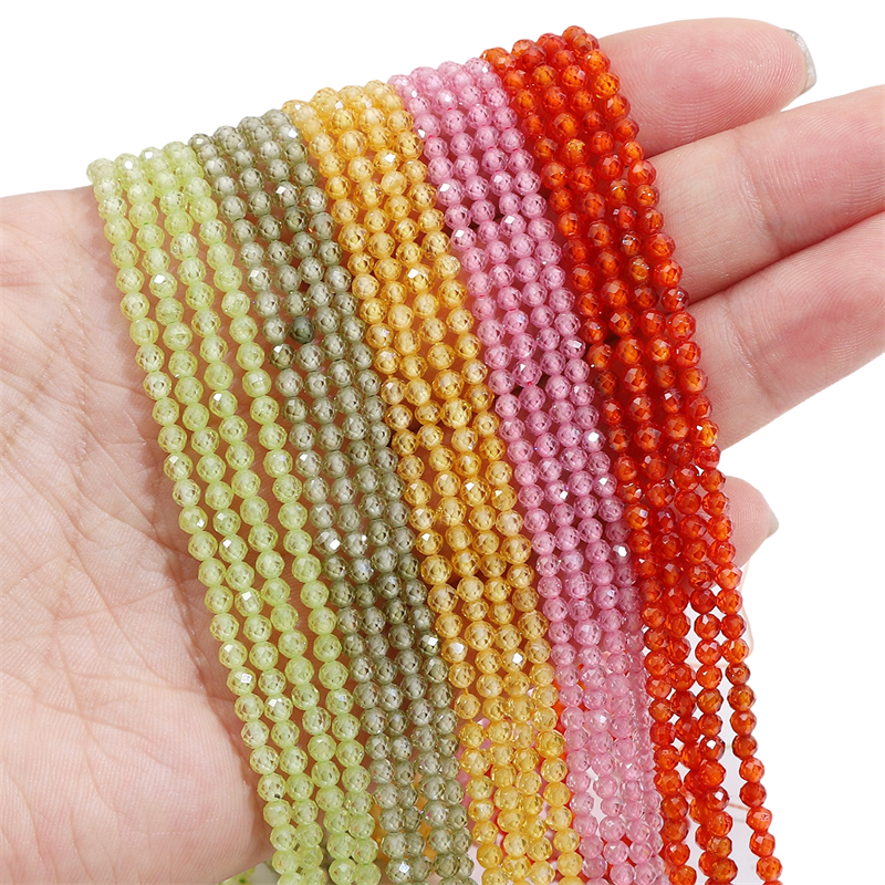 2 / 3 / 4mm 35cm Nhiều Màu Sắc Thực Tế Tròn Hạt Đá Zircon Đính Hạt Mặt Dây Chuyền Dây Chuyền Cho DIY Phụ Kiện Thời Trang Vòng Cổ Vòng Tay Làm