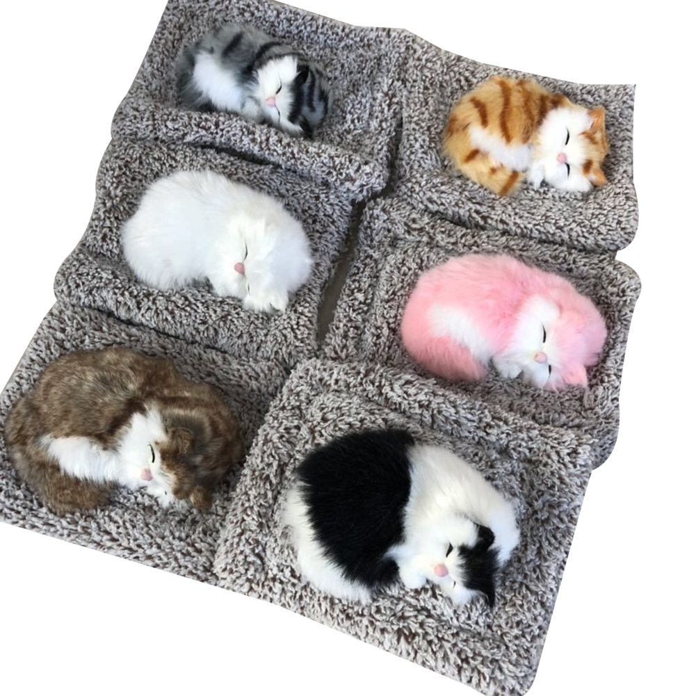 (MORE) Thú nhồi bông than tre hoạt tính hình mèo con đang ngủ trang trí bảng điều khiển xe hơi