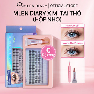Mlen Diary Chạy trốn công chúa Lông mi giả Chiều dài từ 9-13mm Cong D Có thể sử dụng lại Bao gồm 1 hàng lông mi dưới Phù hợp cho người mới và người có tay ngắn