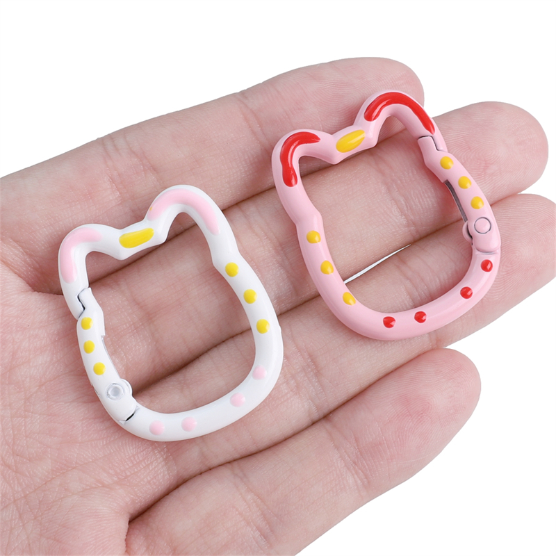 28 * 35mm 1 Cái / túi Hợp Kim Xịt Sơn Dầu Hai Mặt Nhỏ Giọt Zhaocai Mèo Móc Khóa Cho DIY Trang Sức Làm Phụ Kiện