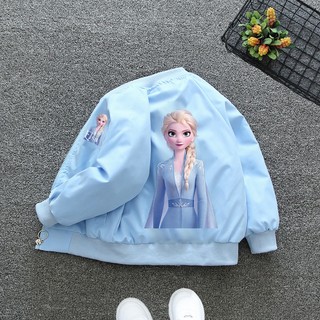 Áo khoác khóa kéo in hình hoạt hình Frozen Elsa Anna thời trang dành cho bé gái