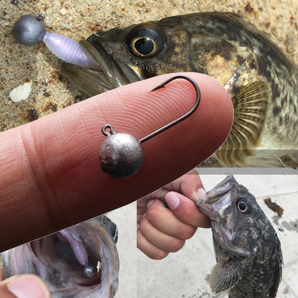 10 Cái / gói MINI Móc Câu Cá Jig Đầu Móc Cá Rockfish Móc UL Câu Cá Móc Jig Đầu Móc Cá Đá Móc