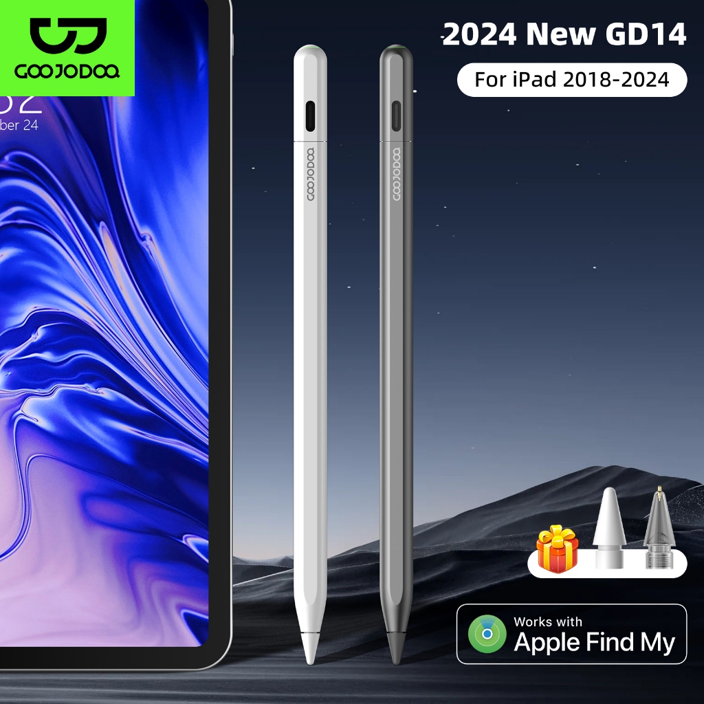 Bút cảm ứng Goojodoq GD14 2025 - Pad Find My & Phím tùy chỉnh cho Mini 5/6, Air 4-6, Pro 11/12.9 (20