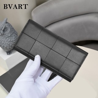 Ví da nam dài thật phong cách tối giản Lưu trữ đa chức năng Top Da bò dệt tay 2024 Mới
