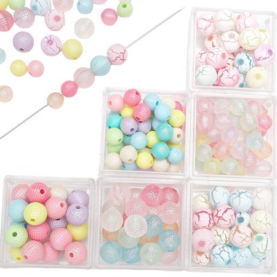 [8 / 10mm] Hạt Tròn Acrylic Nứt Hạt Tròn AB Nhiều Màu Sắc Carambola Bóng Ngẫu Nhiên Màu Sắc Hỗn Hợp Thạch Rời Miếng Đệm Hạt Thời Trang Handmade