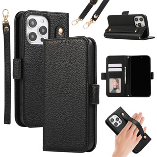 Ví Lật Từ Tính Đeo Ngang Dành Cho iPhone 16 11 12 13 14 15 Pro Max XR XS Vỏ Da Sang Trọng Ví Túi Xách Nhiều Khe Cắm Thẻ Dây Đeo Cổ Tay Đứng Vỏ Điện Thoại Có Hai Dây Buộc