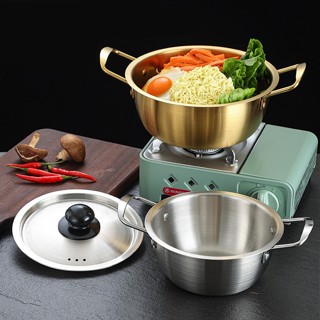Oukeai Phong Cách Hàn Quốc Nồi Inox Có Nắp Nồi Mì Ăn Liền Vàng Nhỏ Nồi Ramen Nồi Lẩu Nhỏ Nồi Hải Sản Nồi Hấp Dụng Cụ
