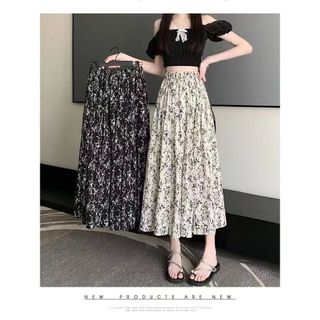 Hepburn Phong Cách Váy Hoa Nữ Xuân Hè Phong Cách Mới Cao Cấp Ôm Hơn Nhìn Chữ A Lớn Xoay Váy Giữa Chiều Dài Xếp Ly Dù Trượt Tuyết