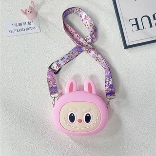 Labubu Dễ thương đeo vai trẻ em đeo chéo chéo túi silicon vải Rabu túi silicon túi trẻ em