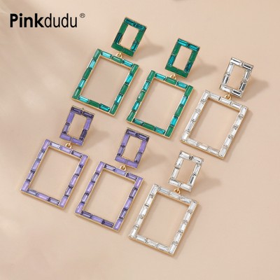 Pinkdu Nhiều Màu Sắc Vuông Thả Bông Tai Thời Trang Hình Học Tòn Ten Bông Tai Trang Sức Quà Tặng Cho Nữ PD1936
