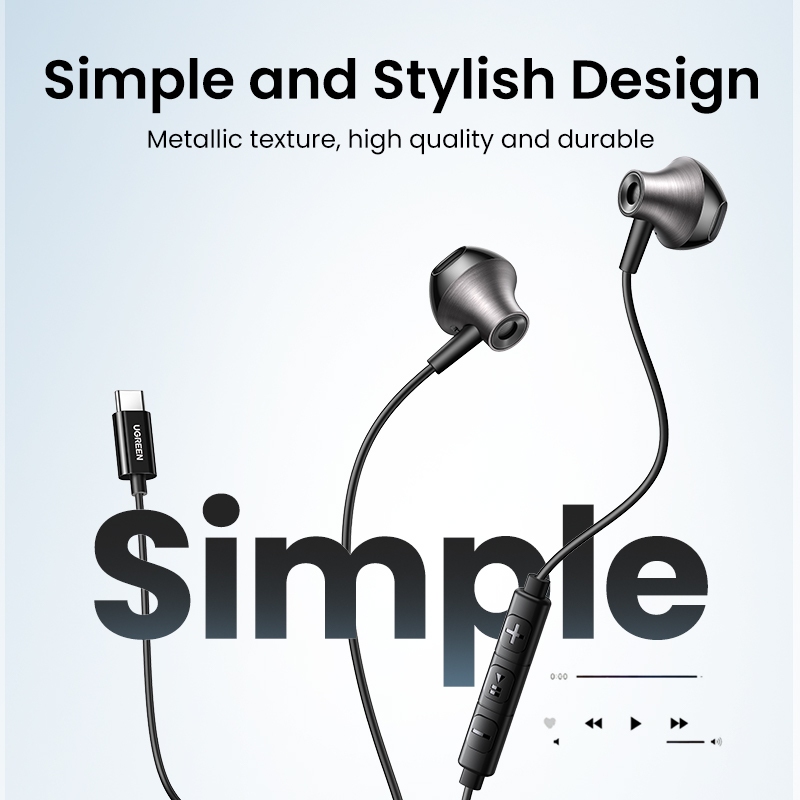 Tai nghe có dây UGREEN 3,5mm Type C Tai nghe bán tai HiFi có micrô | BigBuy360 - bigbuy360.vn