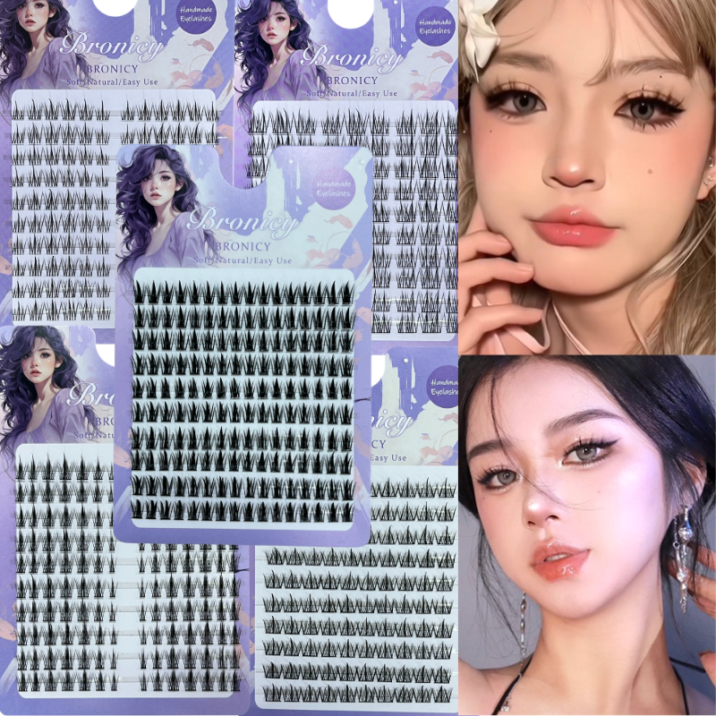  Bronicy 10Hàng Lông Mi Giả Tai Lúa Mì Quỷ Nhỏ Sọc Lông Mi Giả Tự Nhiên Đuôi Nhọn Cổ Tích Lông Mi Giả 