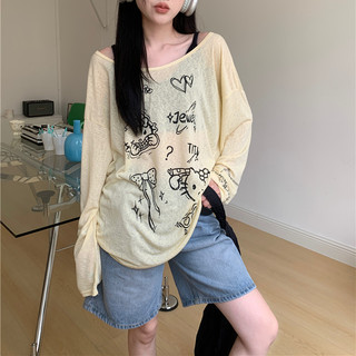 75463 Áo Chống Nắng Rời In Hình Hoạt Hình Mỏng Dài Tay Áo Thun Nữ Top