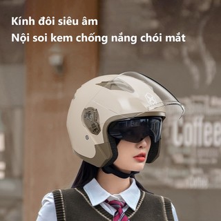 🔥Mũ Bảo Hiểm Xe Máy Nam Nữ Pin Xe Nửa Mũ Bảo Hiểm Bốn Mùa Đa Năng Chống Nắng Hel