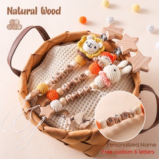 [Tùy chỉnh miễn phí 6 chữ cái] Tên cá nhân Núm vú giả silicon thủ công cho bé Dây chuyền chống rơi Động vật silicon Mini Kẹp núm vú giả cho trẻ sơ sinh