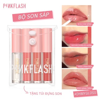 Set 4 son bóng PINKFLASH dưỡng ẩm và làm sáng môi