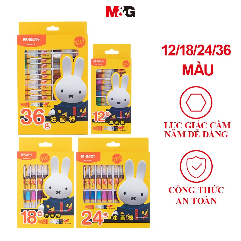 M&G Bút Sáp Màu 12/18/24/36 Màu Sắc Bút Chì Dính Dầu Lục Giác Cổ Điển Dành Cho Trẻ Em Doodle Pens Miffy Series Bút Chì Dựa Trên Dầu