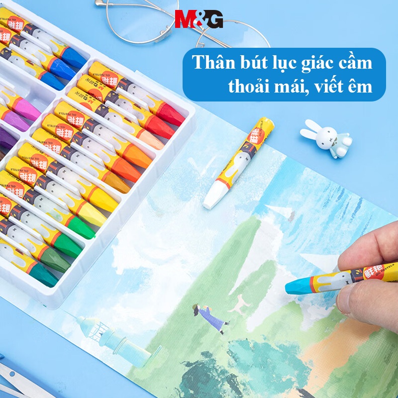 M&G Bút Sáp Màu 12/18/24/36 Màu Sắc Bút Chì Dính Dầu Lục Giác Cổ Điển Dành Cho Trẻ Em Doodle Pens Miffy Series Bút Chì Dựa Trên Dầu