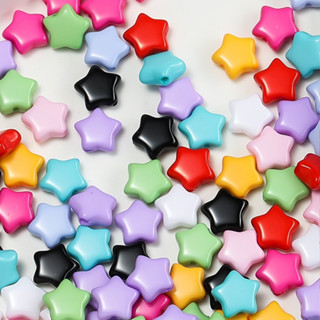 St.kunkka 50 Chiếc Acrylic Năm Cánh Ngôi Sao Hạt 4.5 * 10 * 10.5 Mm Nhiều Màu Sắc Ngôi Sao Hạt Cho DIY Đính Hạt Vòng Tay Vòng Cổ Làm