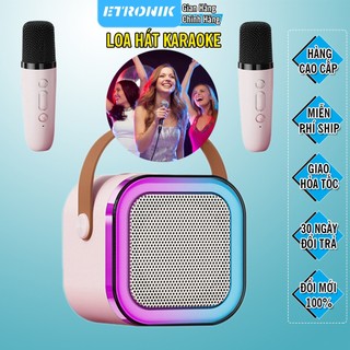 Loa karaoke Bluetooth mini K12 10W có hai micro không dây, âm thanh loa karaoke mini Bluetooth 2 mic hoặc K9