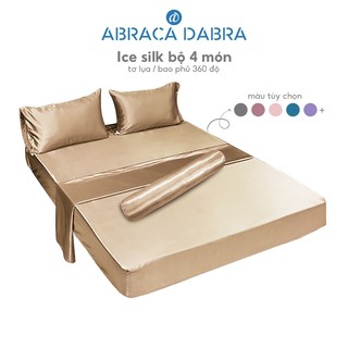 Abraca Dabra 4 trong 1 bộ Bộ chăn ga gối giả lụa kích thước 1m2 1m4 1m6 1m8 cao 25cm và vỏ gối