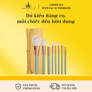 Bộ cọ trang điểm AMORTALS cọ mềm mịn bộ 8 cây cọ kèm túi đựng, không hút phấn giao hàng nhanh trong nước