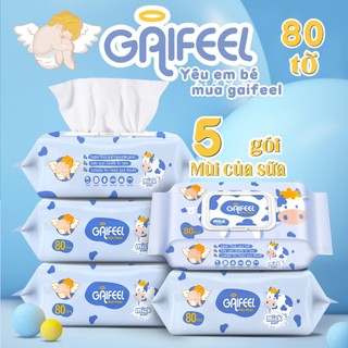  GAIFEEL khăn giấy ướt  Sữa thơm em bé ướt khăn lau 5gói 400chiếc 