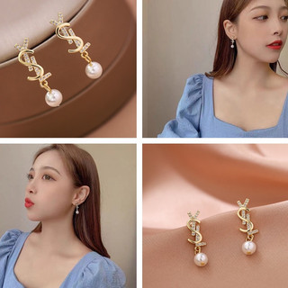 Khuyên tai đính hạt ngọc trai nhân tạo kiểu dáng đơn giản phong cách Hàn Quốc thời trang