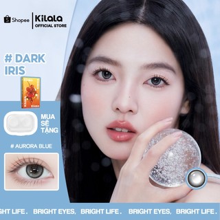 Kính áp tròng Kilala màu lam Aurora Blue lens cận 1 ngày  DIA 14.2mm có độ (0-8) 1 cặp