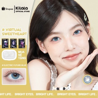 Kính áp tròng Kilala màu lam Electric Future Blue lens cận 6 tháng DIA 14.2mm có độ (0-8) 1 cặp