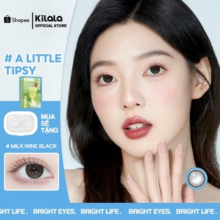 Kính áp tròng Kilala màu đen Milk Wine Black lens cận 6 tháng DIA 14.2mm có độ (0-8) 1 cặp