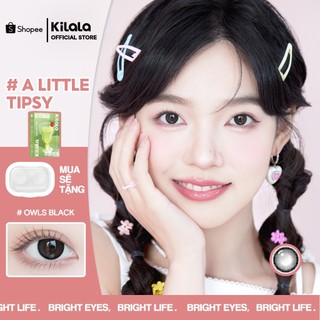 Kính áp tròng Kilala màu đen Owls Black lens cận 6 tháng DIA 14.2mm có độ (0-8) 1 cặp