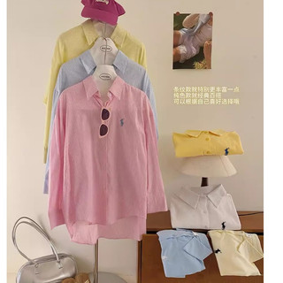 Phong Cách Hàn Quốc Nữ Nữ Rời Sọc Cotton Áo Sơ Mi Tay Dài Áo Baju Baju Wanita Lengan Panjang Hàng Mới Sẵn Có