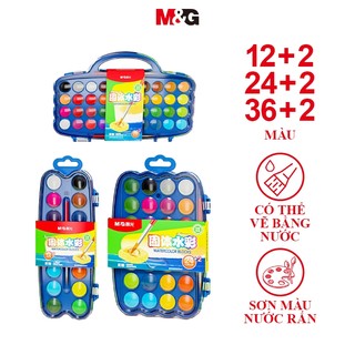 M&G Bộ màu nước nguyên khối Bàn chải sơn nghệ thuật di động và có thể giặt được Bảng màu mận bảy lưới