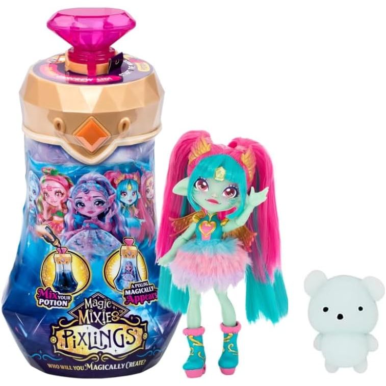 Magic Mixies Pixlings Hổ phách Dragon 6.5 "Bộ quà tặng kèm búp bê Pixling