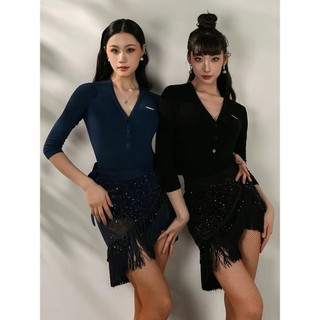 Mới Latin Khiêu Vũ Váy Thực Hành Váy Ngắn Viền Tam Giác Hông Khăn