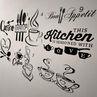 Miếng dán tường trang trí nội thất chữ I Love Coffee