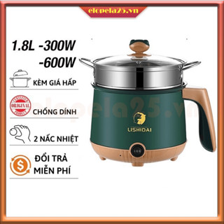 Lẩu điện mini đa chức năng với nồi mì 2 lớp có giá hấp, nướng, luộc và chống dính