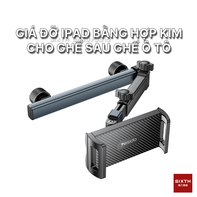 yesido Chất liệu hợp kim Giá đỡ iPad ô tô Giá đỡ iPad trên ô tô Giá Đỡ Điện Thoại Máy Tính Bảng Tabl