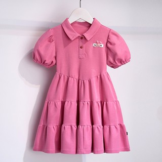3-14 Tuổi Mùa Hè Trẻ Em Váy Bé Gái Váy Trẻ Em Giữa Lớn Trẻ Em Preppy Phong Cách Đầm Công Chúa Bé Gái Màu Hồng Tay Ngắn Đầm Polo