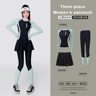 Bộ đồ lướt sóng thời trang nữ 2024 áo tắm phong cách mới ba mảnh dài tay chống nắng thoáng khí nhanh khô quần dài tay áo tắm