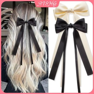 Aishg Satin Nơ Kẹp Tóc Đôi Streamer Phong Cách Hàn Quốc Ins Phụ Kiện Tóc Đơn Giản Và Thời Trang