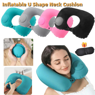 Gối Du Lịch Hình Chữ U Đệm Cổ Tự Động Không Khí Bơm Hơi Gối Cổ Di Động Gấp Gối Nén Vòng Gối Cho Máy Bay Ô Tô Du Lịch Ngoài Trời