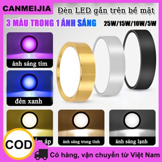 đèn led ốp trần 3 màu Đèn trần 220v Đèn ghim 5W 10W 15W 25W đèn chiếu điểm Nhôm Bề mặt được gắn Ba màu downlight Đèn trần tròn cho phòng khách Phòng ngủ Cửa hàng tán ngoài trời Trong nhà