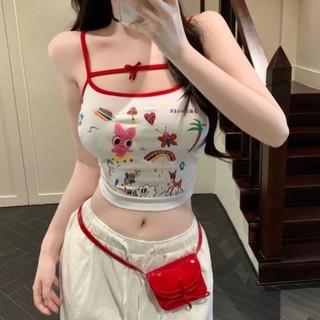Áo mỏng với lưng đẹp Hot girl graffiti camisole