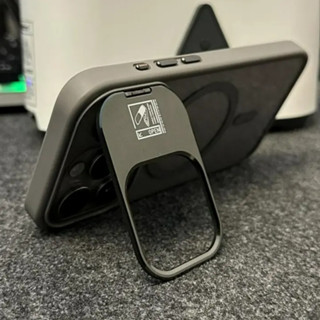  【Metal Bracket transparent acrylic hard case Gray Ốp lưng compatible for iphone 11 12 13 14 15 16 pro max case 