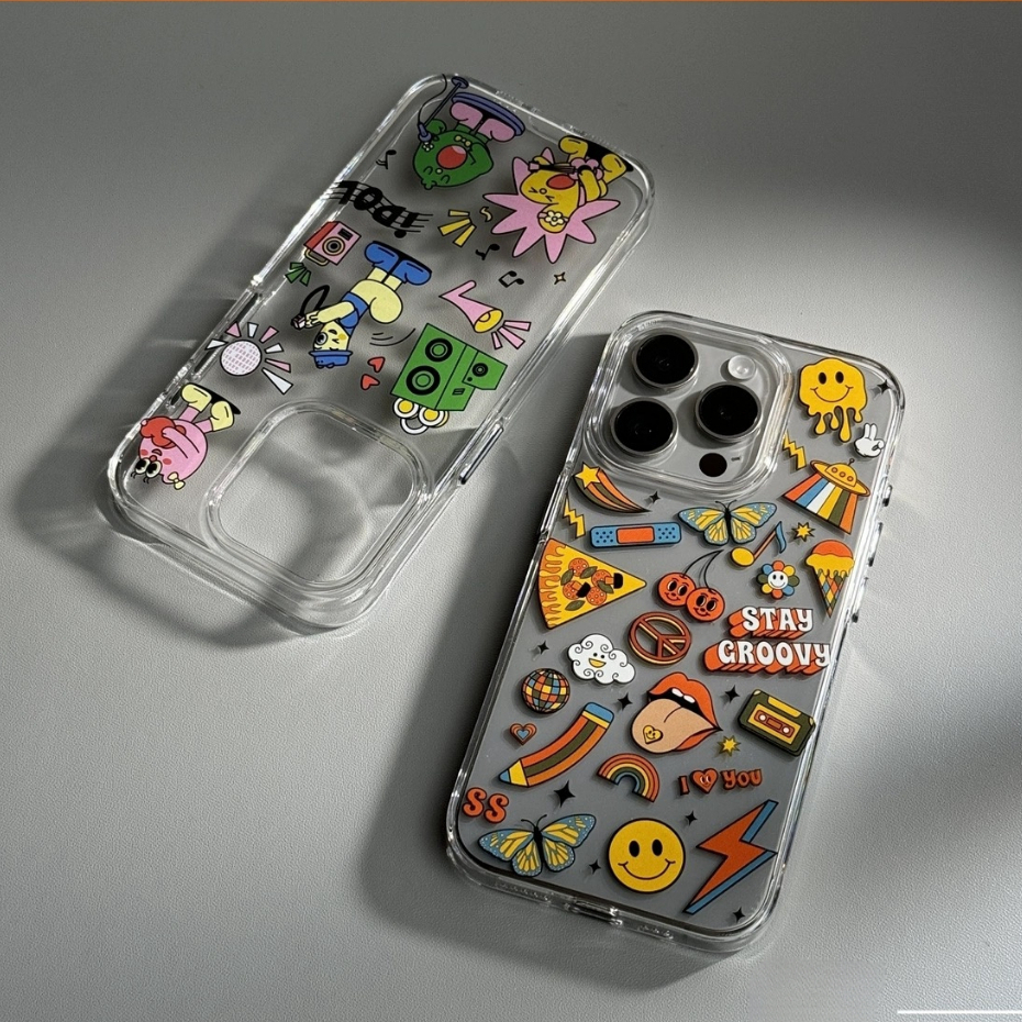 【Graffiti/Transparent Pc hard case】Ốp lưng compatible for iphone 13 14 15 pro max case