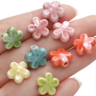 St. kunkka 2-10 Chiếc Hạt Hoa Gốm 12 Mm Năm Cánh Hạt Hoa Cho DIY Phụ Kiện Trang Sức